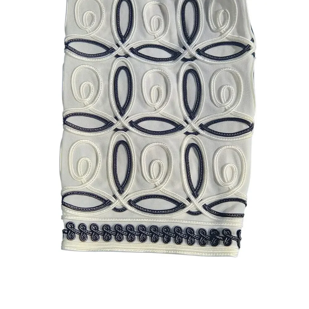 CHICOS TRAVELERS WOMEN OPEN DRESSY CARDIGAN JACKET BLAZER BLACK WHITE SZ 2 LG 12 - Picture 8 of 10